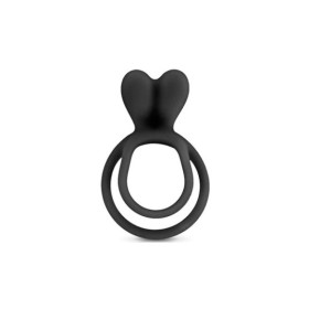 Double cockring noir avec stimulateur de clitoris 